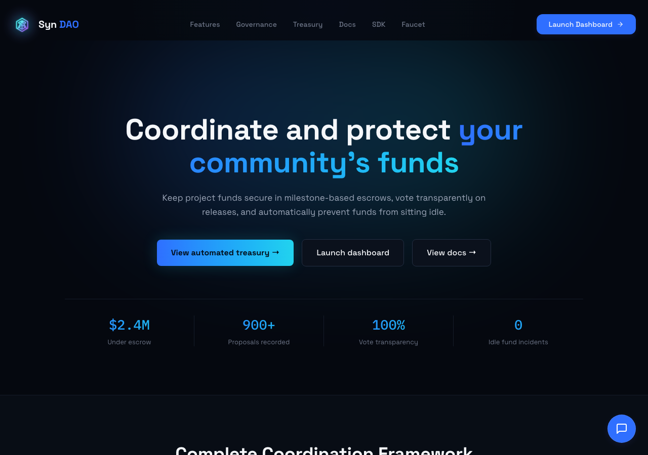 www.synarcdao.xyz in the browser during the run