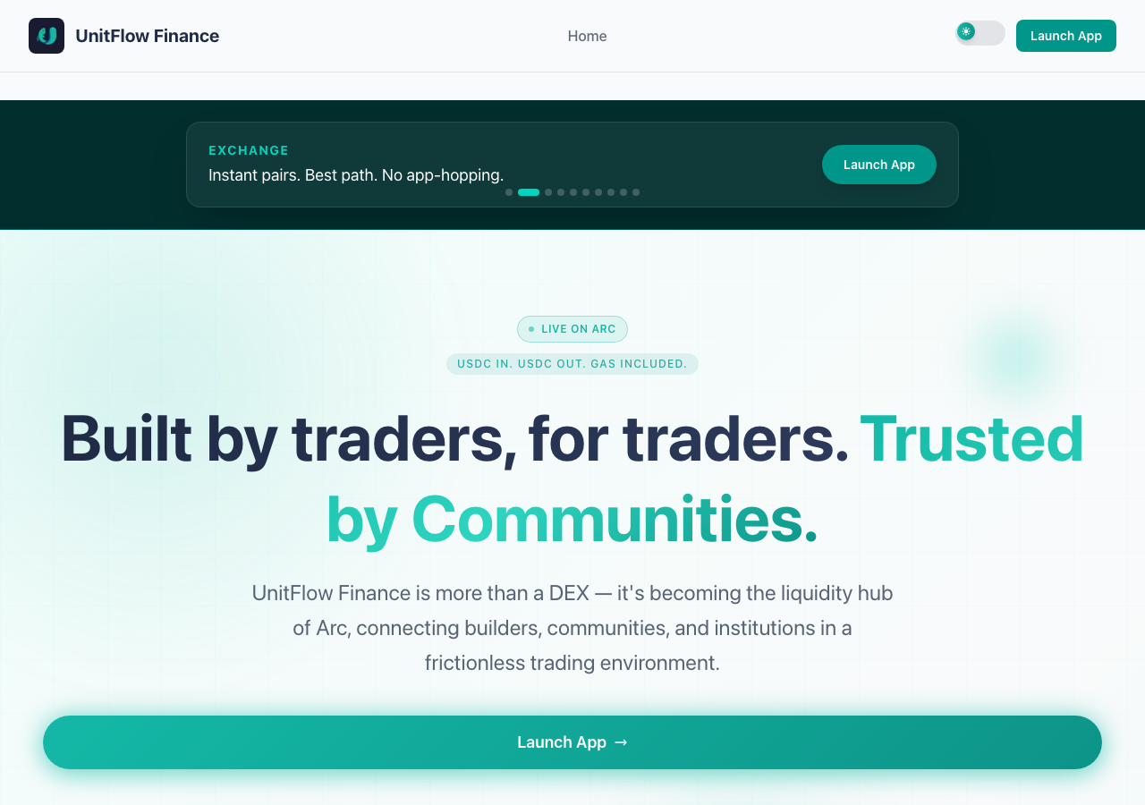 www.unitflow.finance in the browser during the run