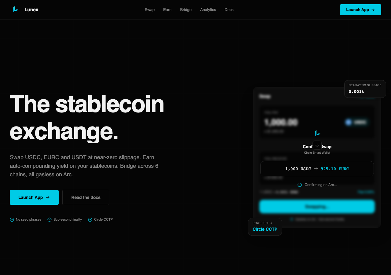 lunex.finance in the browser during the run