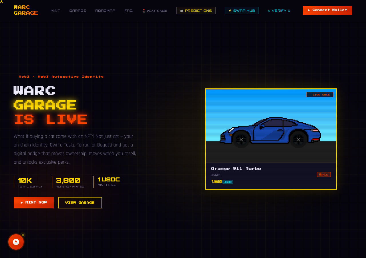 warcgarage.xyz in the browser during the run