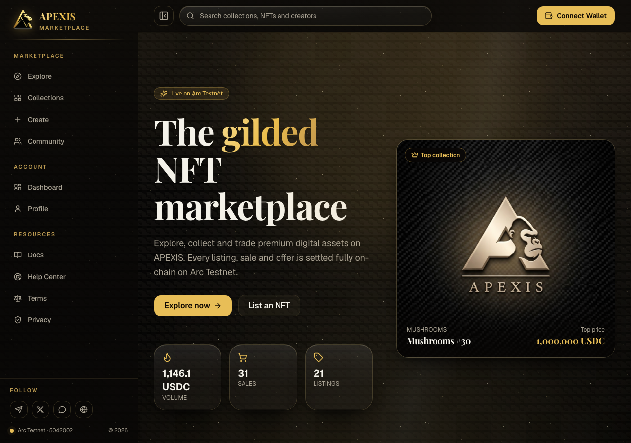 marketplace.apexisdefi.com in the browser during the run