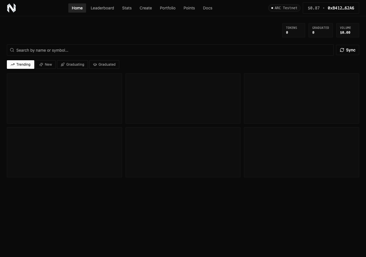 noxara.xyz in the browser during the run