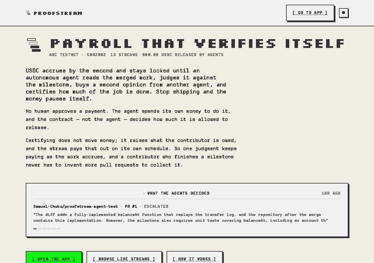 proofstream.site in the browser during the run