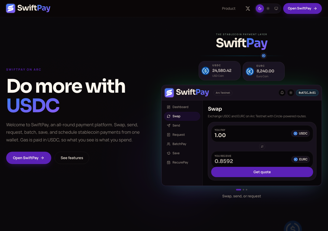 getswiftpay.xyz in the browser during the run