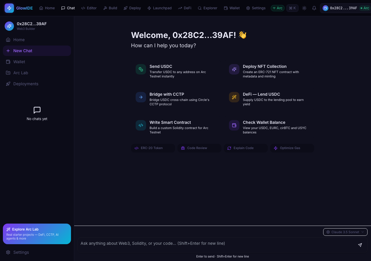 glowaide.com in the browser during the run