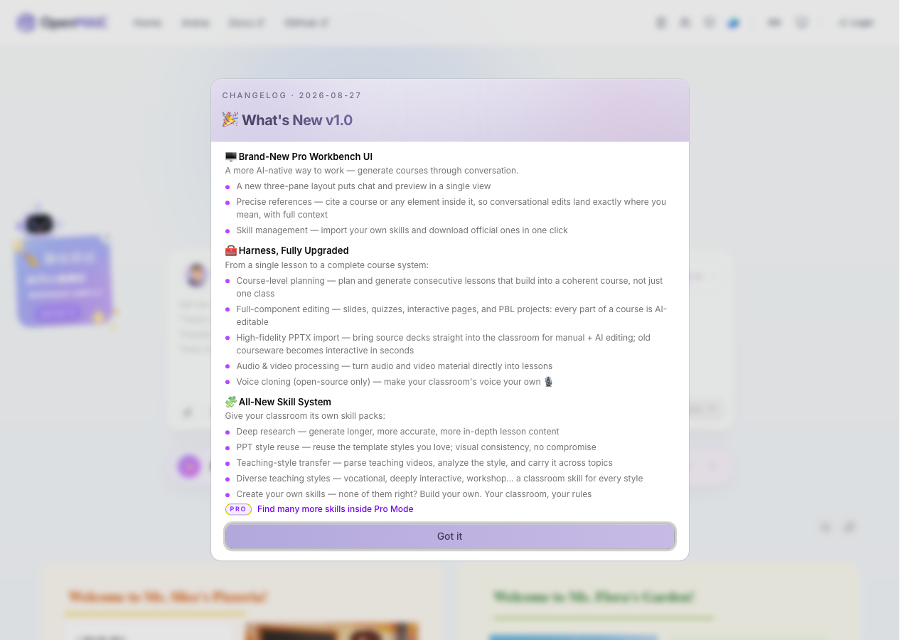 open.maic.chat in the browser during the run