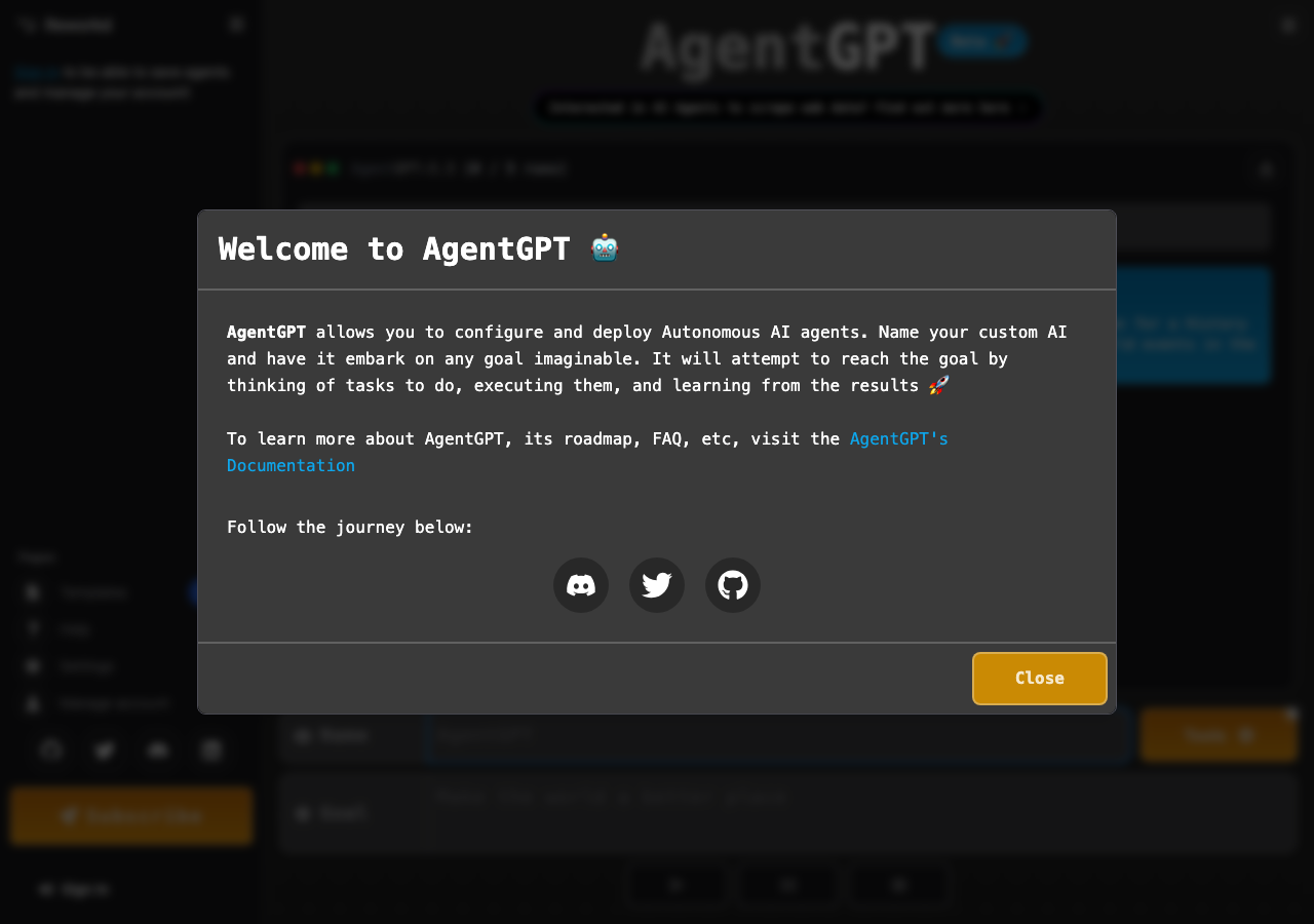 AgentGPT in the browser during the run