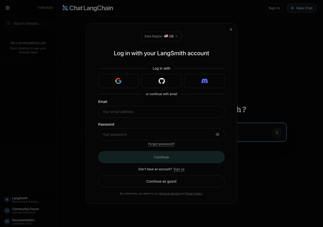 Chat LangChain in the browser during the run