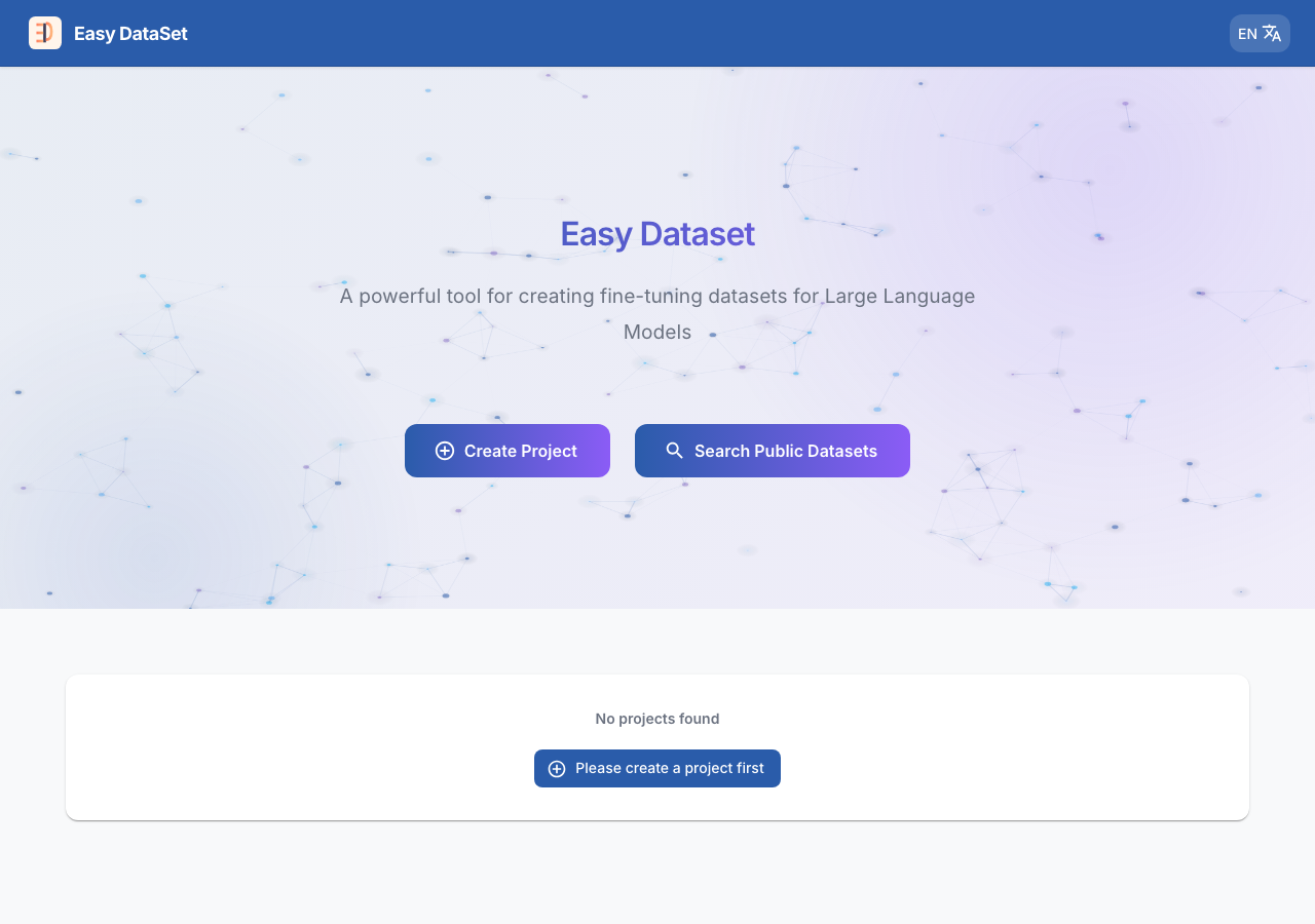 easy-dataset in the browser during the run