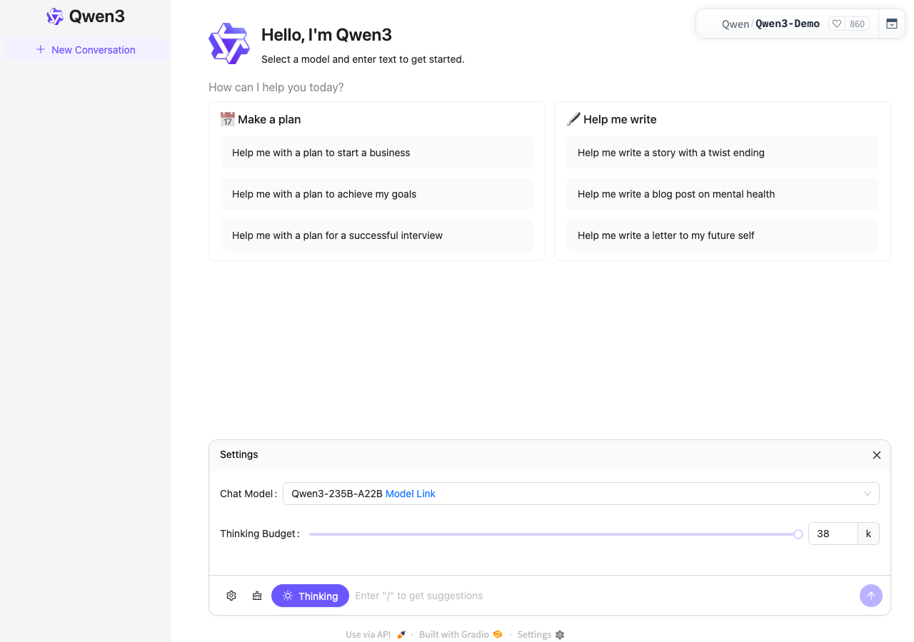 qwen-qwen3-demo.hf.space in the browser during the run