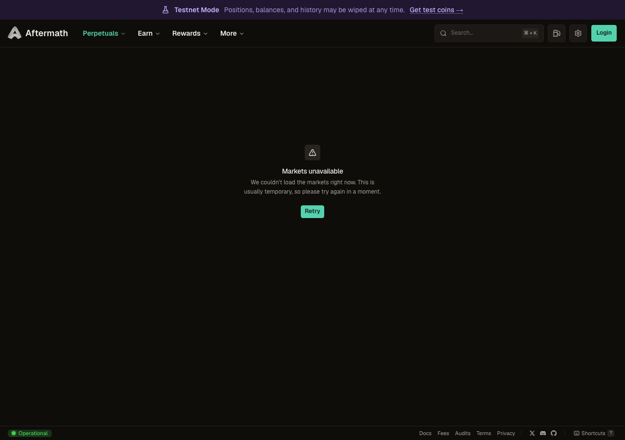 testnet.aftermath.finance in the browser during the run